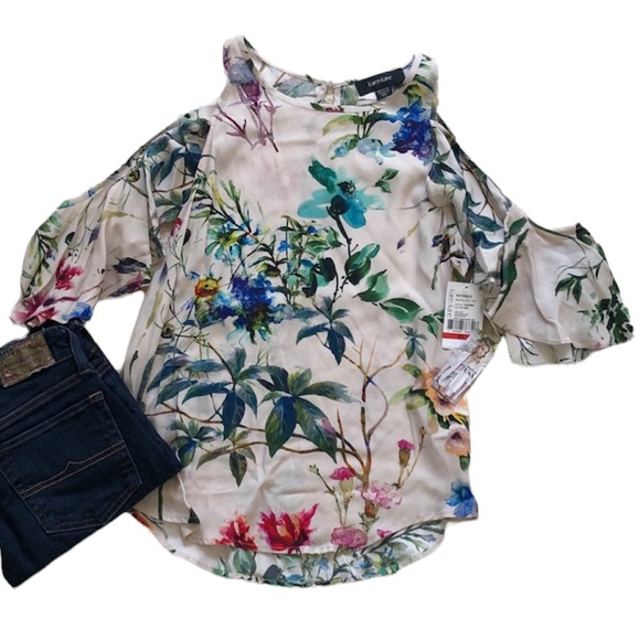 NWT Karen Kane floral cold shoulder blouse - Picture 1 of 9